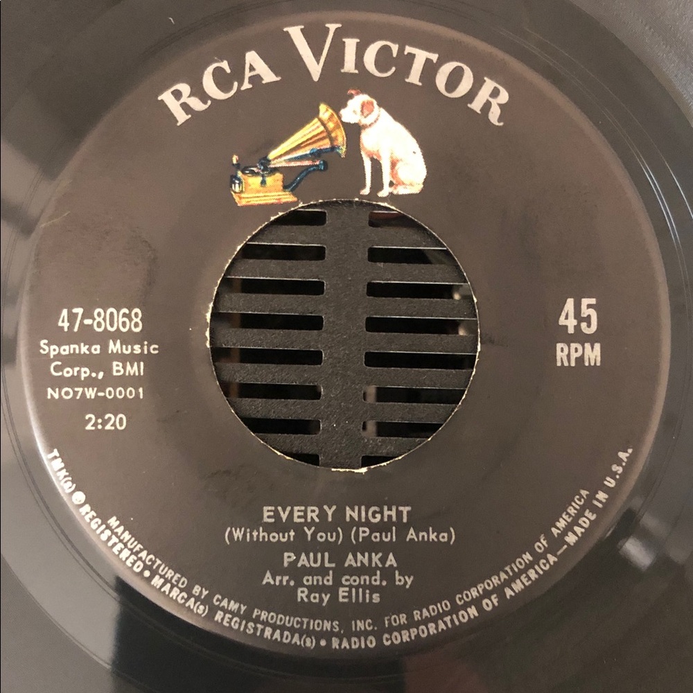 Paul Anka Vinyl Record There You Go/ Every Night ‘62